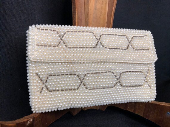 50s Mini Clutch - Beaded Clutch - Beaded Evening … - image 3