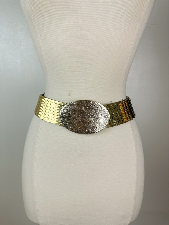 1960s 70s Gold Tone Metal Belt Stretch Belt