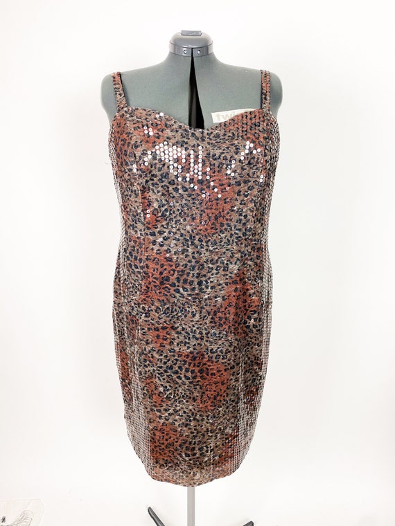 Vintage 1980s Leopard Sequin Mini Dress XXL 44W - image 6