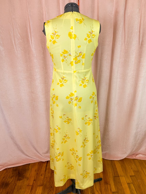 Vintage 1970s Yellow Floral Maxi Dress - image 4
