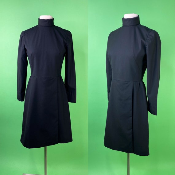 Vintage 1960s Black Mod Dress XS Small