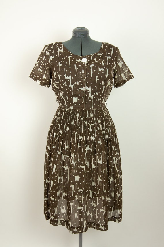 1940s Brown Polka Dot Dress 30W - image 3