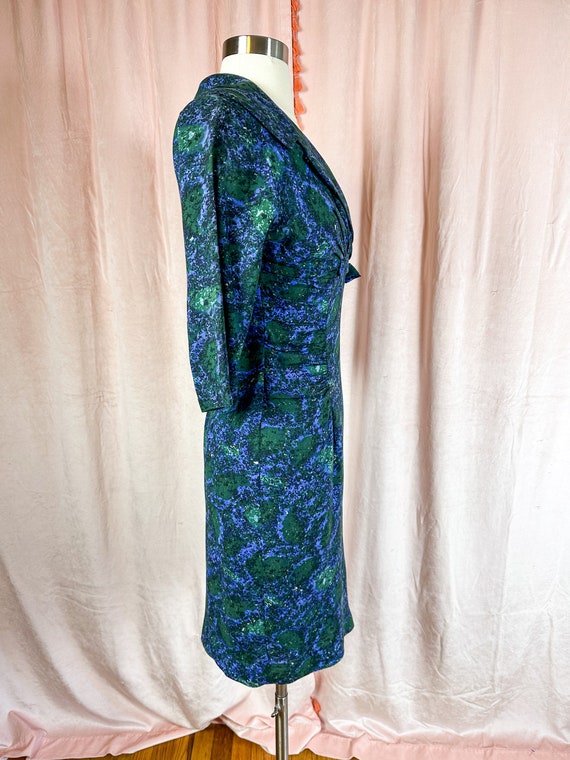 1950s Vintage Floral Wiggle Dress 25” Waist XS Sm… - image 5