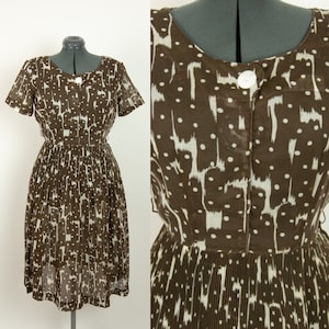 1940s Brown Polka Dot Dress 30W