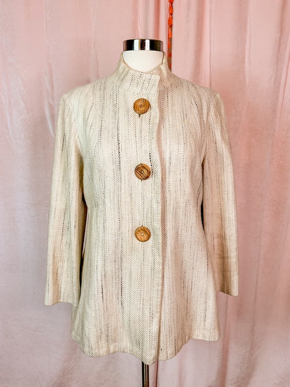 Vintage 1960s Beige Ladies Jacket Coat Mod Rug