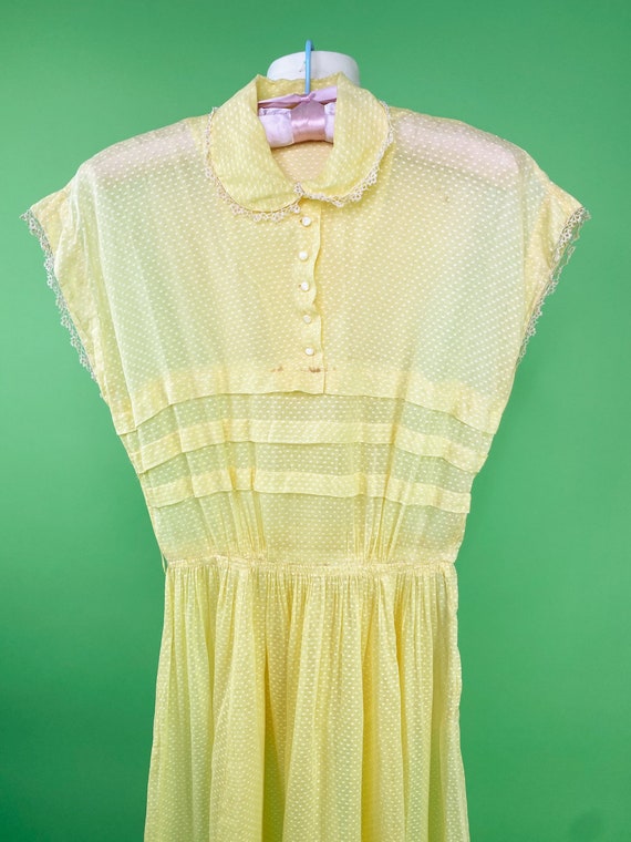 Vintage 1930s 1940s 22 Waist XXS Sheer Yellow Swi… - image 2