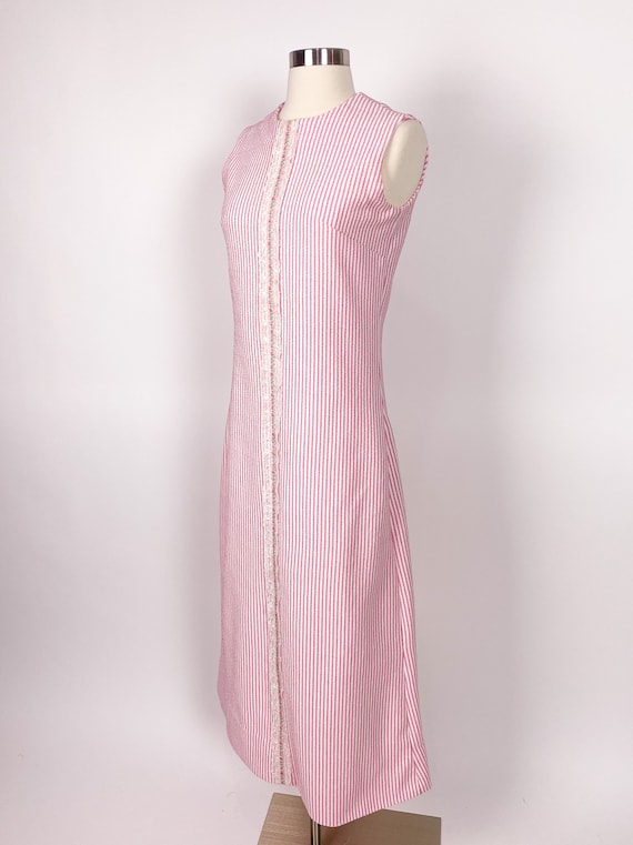 1970s S/M Pink White Dress Maxi Dress - image 2