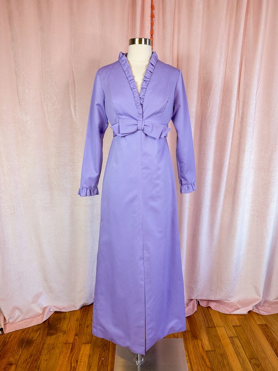 Vintage 1960s Lavender Purple Maxi Dress Gown Medi