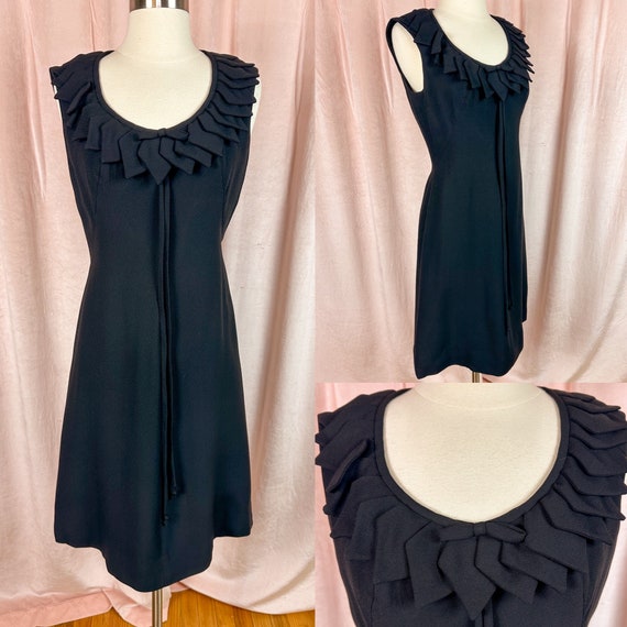 WOUNDED Vintage 1960s Black Dress Diamond Collar … - image 1