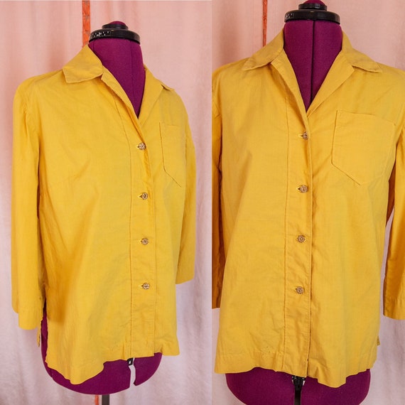 mustard yellow button up shirt