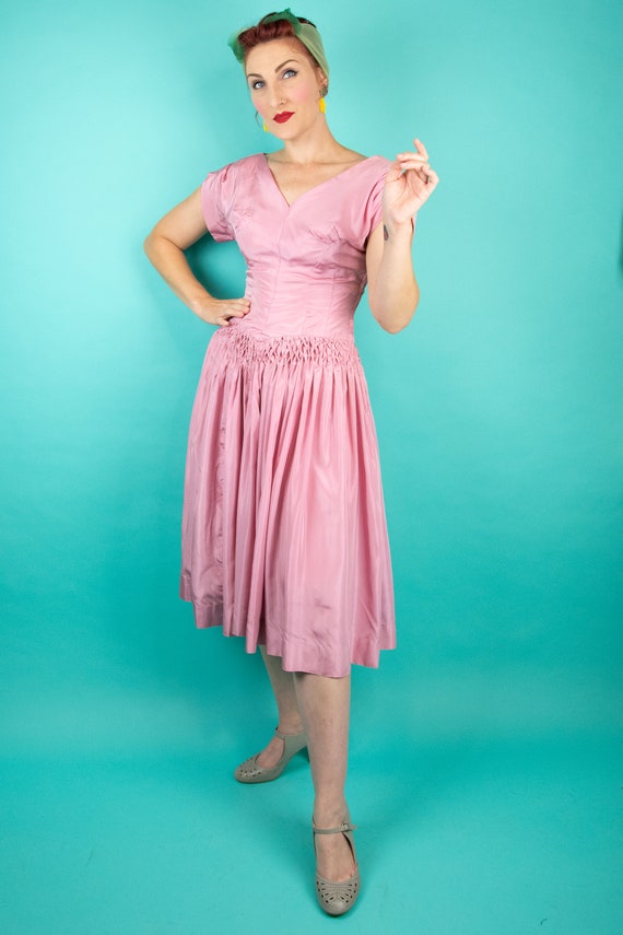 1940s 50s Pink Dress Small Small Prestige Juniors 