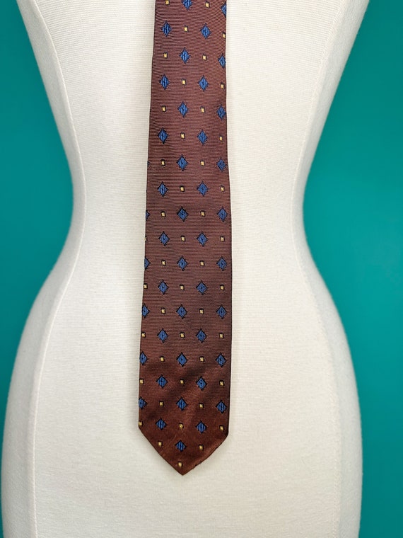 50s 60s Brown Tie Sharkskin Fabric - image 3