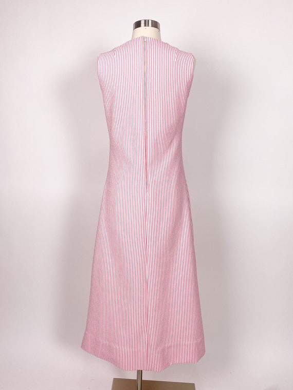 1970s S/M Pink White Dress Maxi Dress - image 8