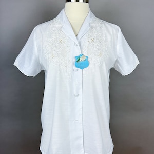 1980s does 40s White Button Up Large DEADSTOCK