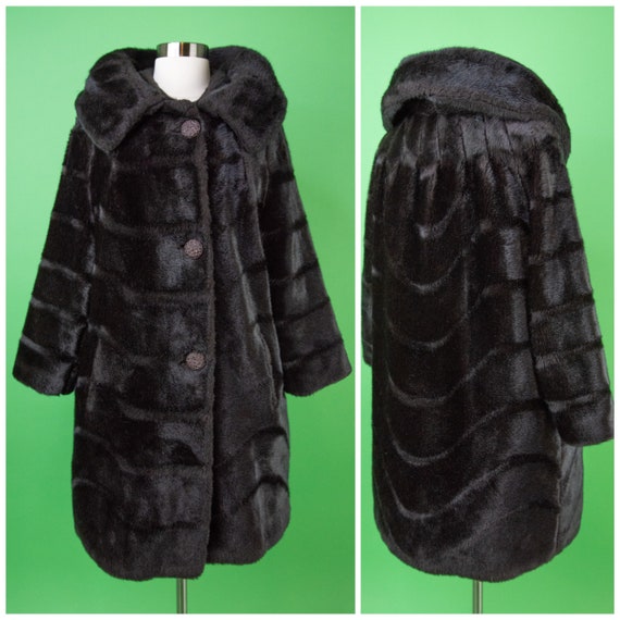 Vintage 1950s 60s Faux Fur Coat Medium Large - Wo… - image 1