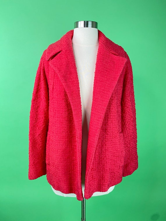 Vintage 1950s 60s Pink Fuchsia Wool Jacket medium… - image 1