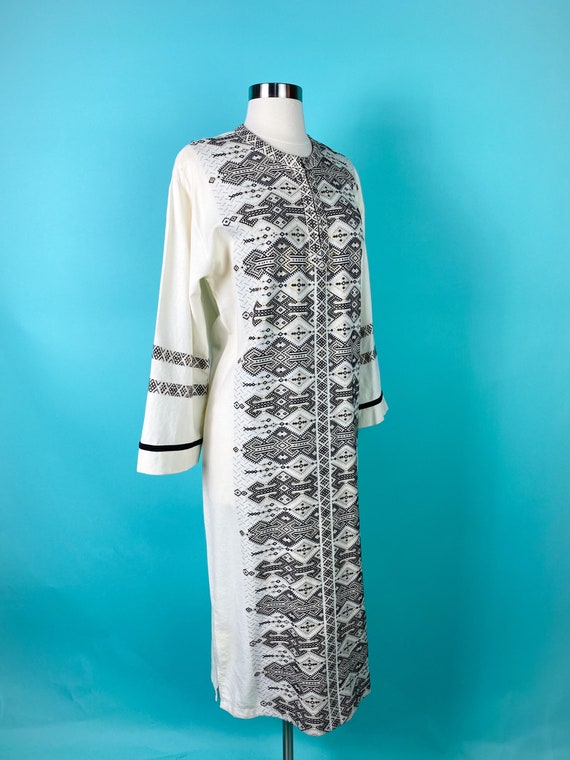 Vintage 1970s Kaftan Mexican Tunic Dress Medium L… - image 2