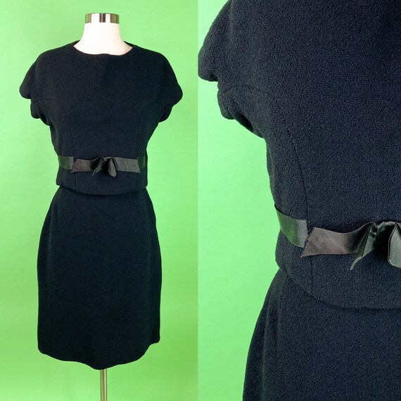Vintage 1960s Small Black Skirt Set