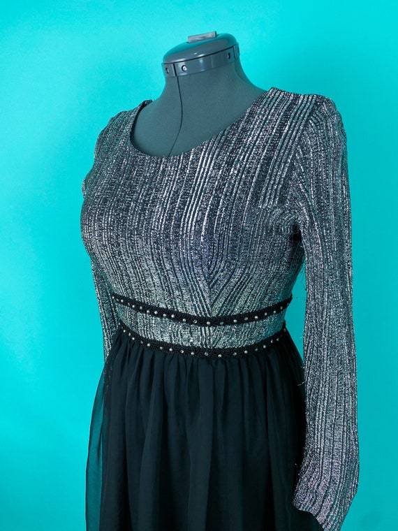 Vintage 1960s Dress Metallic Top with Chiffon - image 5