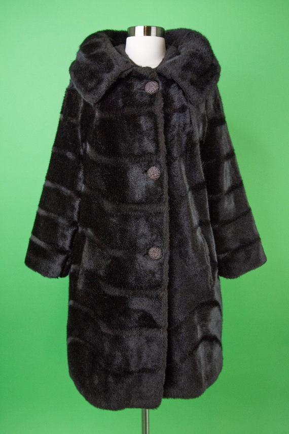 Vintage 1950s 60s Faux Fur Coat Medium Large - Wo… - image 2