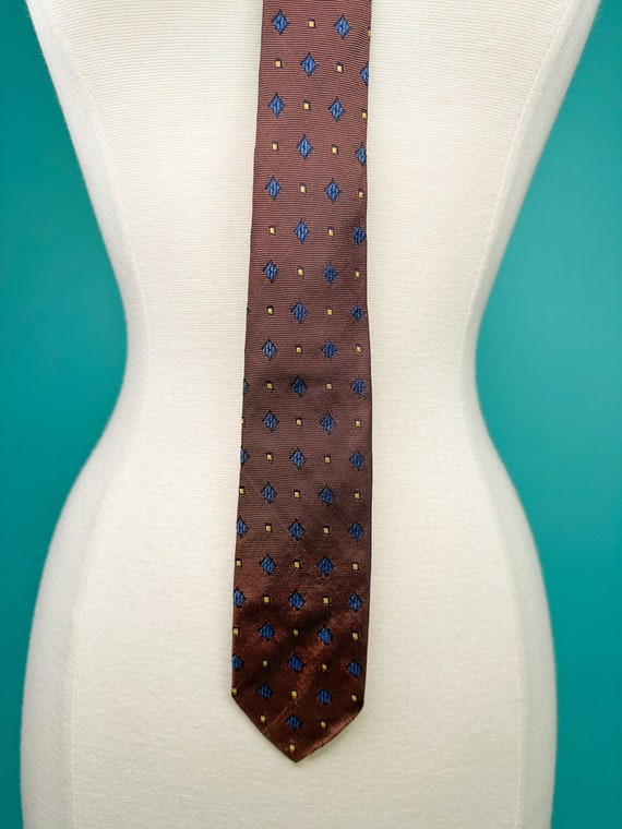 50s 60s Brown Tie Sharkskin Fabric - image 5