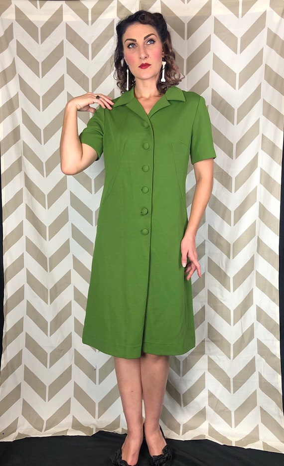 1960s Green Dress Large - Day Dress