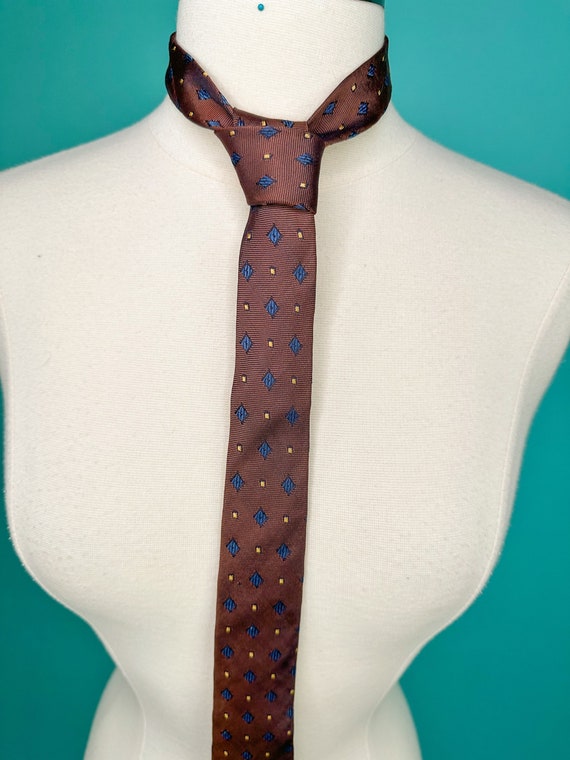 50s 60s Brown Tie Sharkskin Fabric - image 4