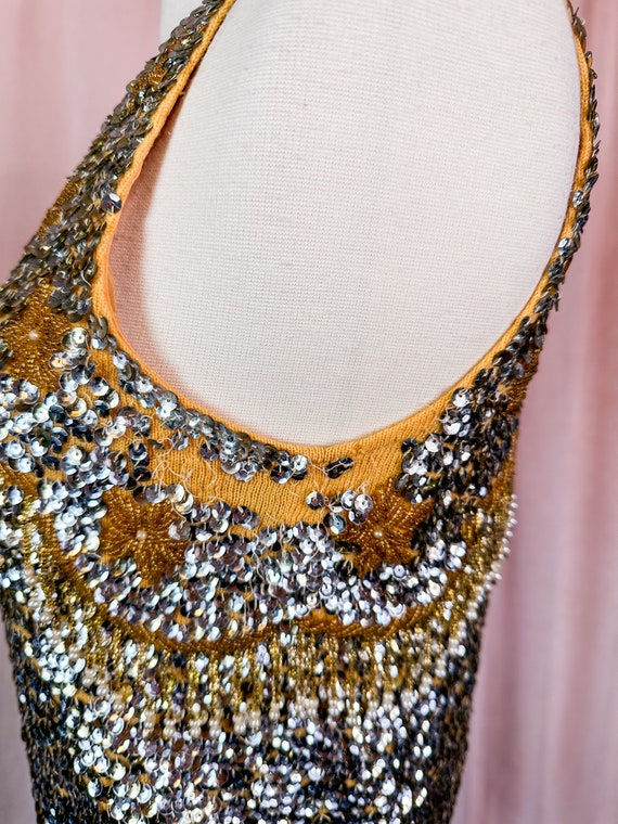 Vintage 1950s 60s Gold and Silver Sequin Beaded S… - image 6