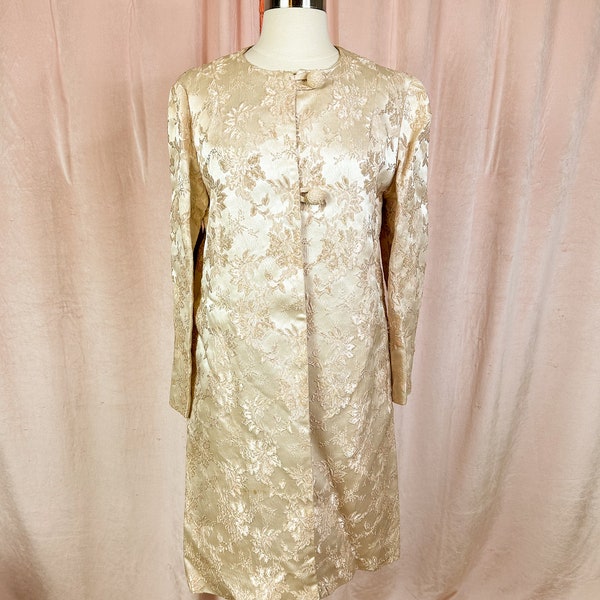 Vintage 1950s 60s Gold Brocade Coat