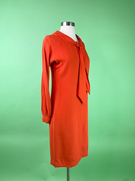 1960s Orange Dress XS 32 Bust Librarian Mod Style - image 2