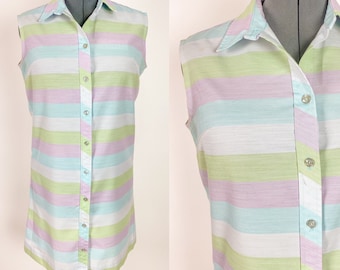 1960s 36W Pastel Striped Dress