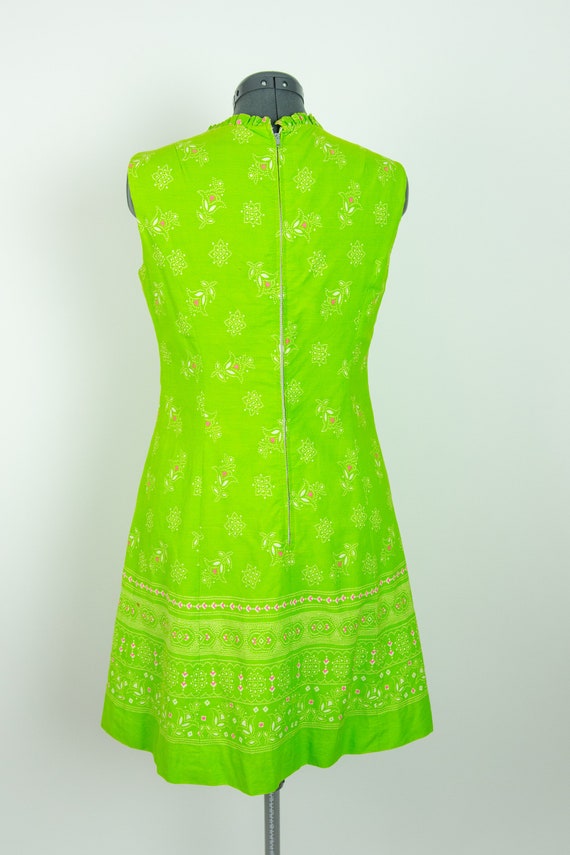 Vintage 1960s 34W Lime Green Reversible Dress Med… - image 4