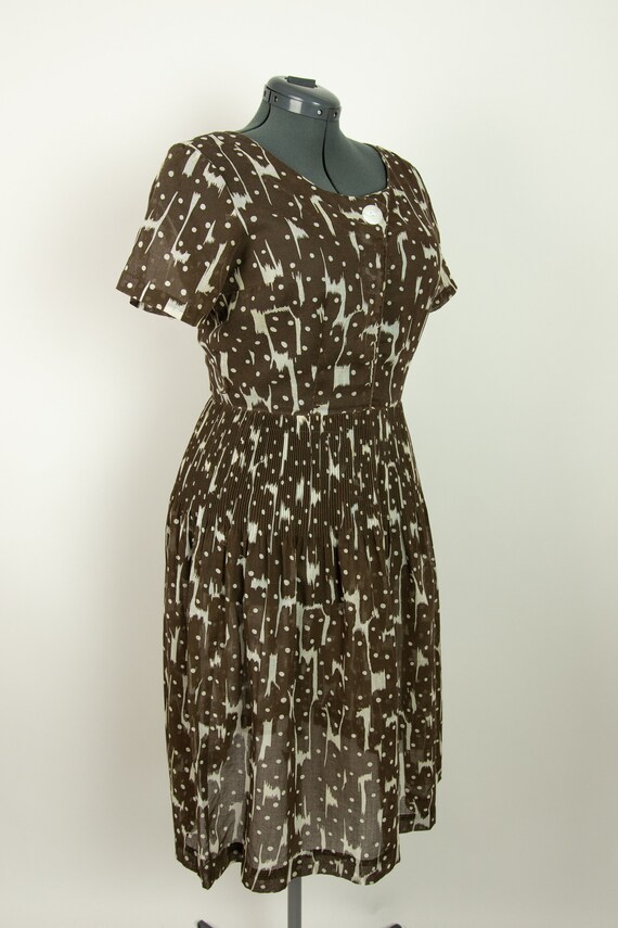 1940s Brown Polka Dot Dress 30W - image 5