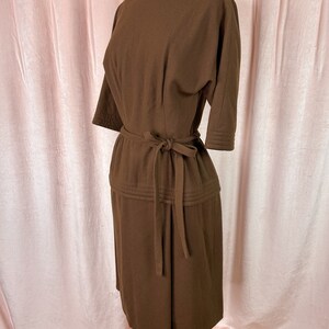 1950s Brown and Black Wool Jumper Dress