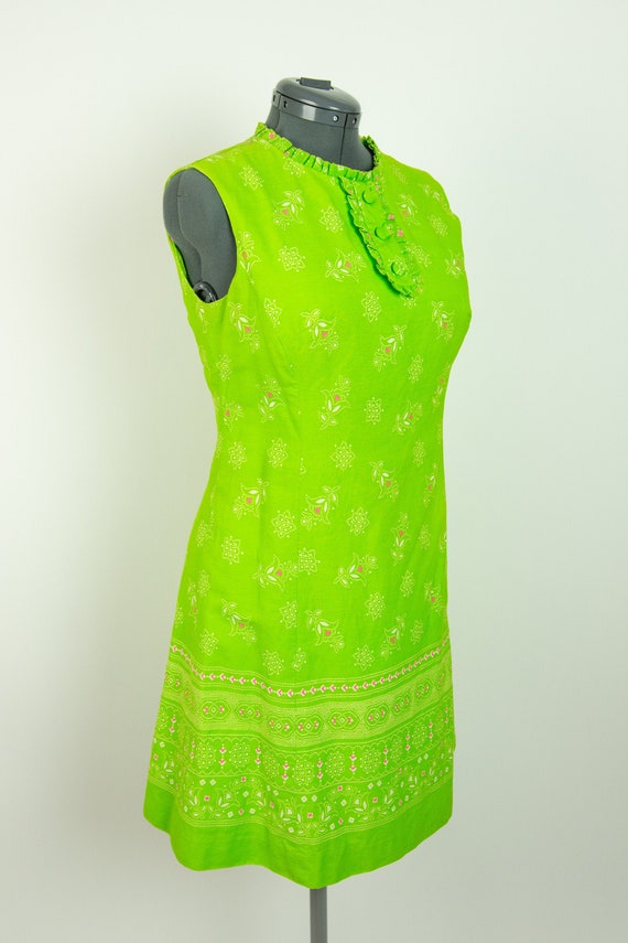 Vintage 1960s 34W Lime Green Reversible Dress Med… - image 1