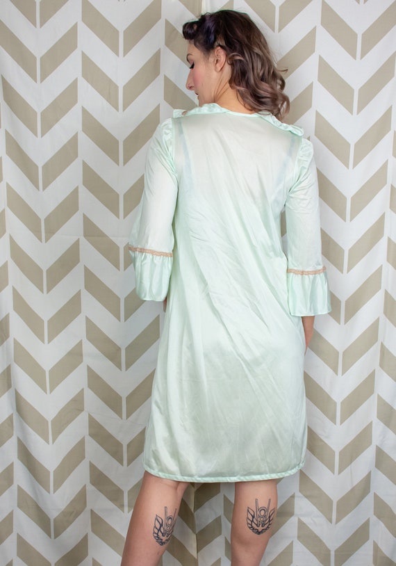 1950s Night Robe - Pale Green Robe - 1950s Peigno… - image 3