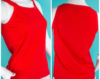 1970s Red Tank Top - Womens Top - Bright Red Top - 1960s Womens Top