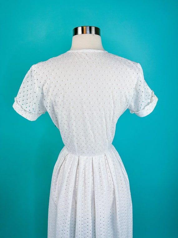 Vintage 1940s White Eyelet Lace Dress 27 Waist - image 6