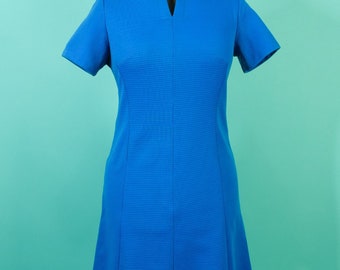 Vintage 1960s 1970s 34 Waist Large Blue Mini Dress