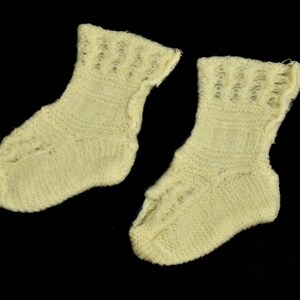 Vintage 1950s Baby Booties Cream White Knitted Wool Baby Booties | Vintage Baby Shower | Vintage Baby Nursery Decor