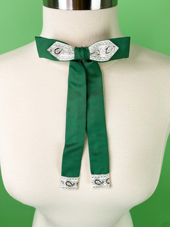 Vintage 1940s 50s Green Western Bow Tie