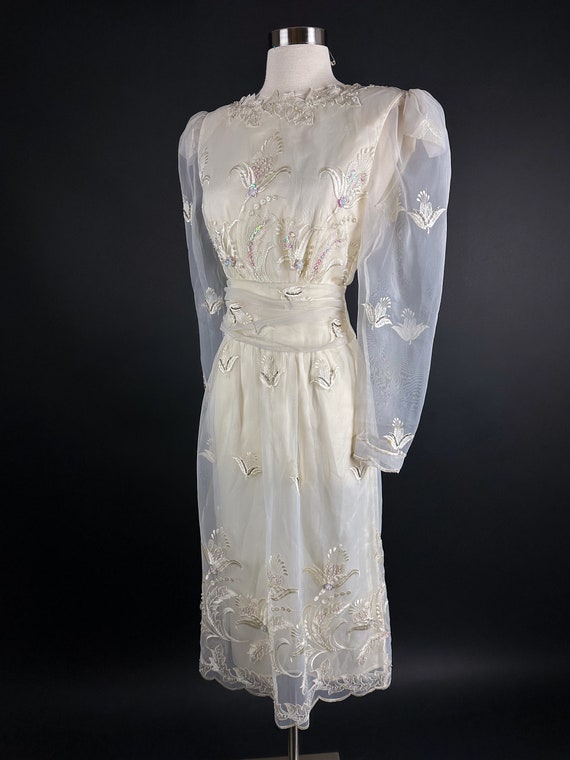 Late 1970s 1980s Formal and or Wedding Dress Smal… - image 5