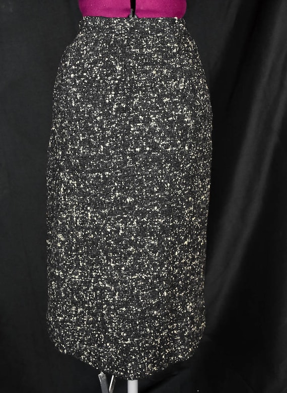 Vintage 1940s Skirt Suit Set Black White Womens S… - image 3