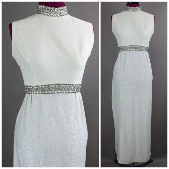 1960s Small Silver Lamé Gown - Lamé Gown - Evening