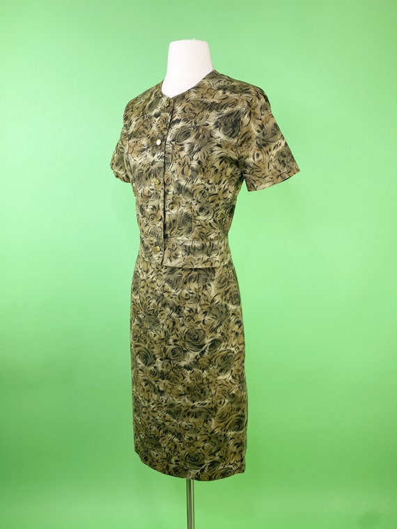 Vintage 1950s 1960s Small 26 Waist Olive Green Fl… - image 5