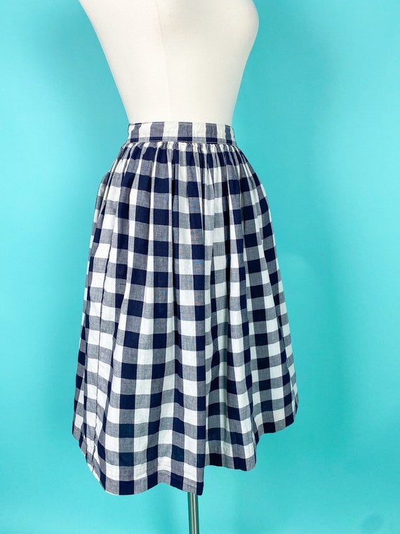 1940s 24W Skirt Plaid Cotton black white - image 6