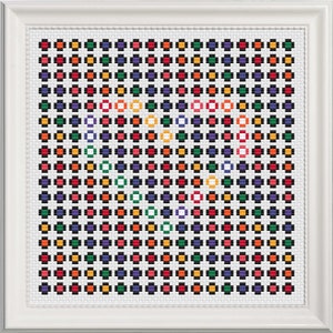 Geometric Rainbow Heart Cross Stitch Pattern