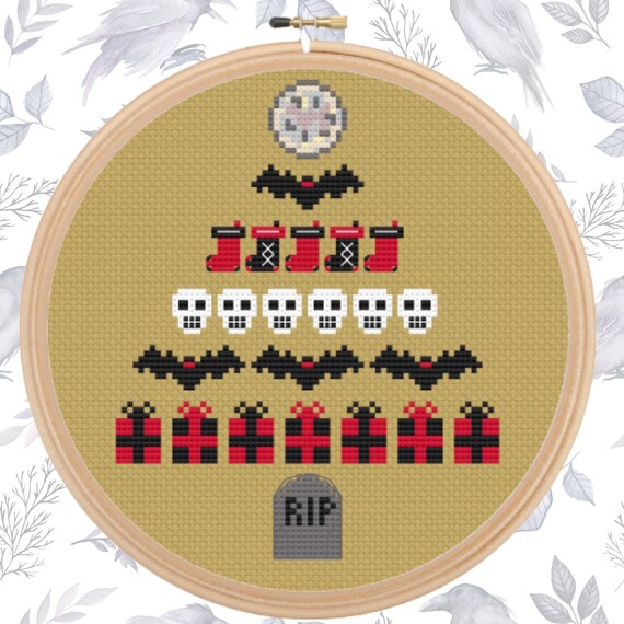 Gothic Christmas Cross Stitch Pattern Christmas Tree Advent Calendar