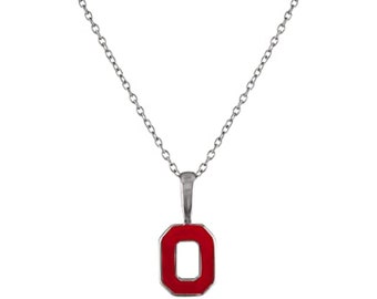 Stone Armory Ohio State Necklace | Ohio State Buckeyes Jewelry | Stainless Steel Petite Block O Pendant | Perfect OSU Buckeye Gift