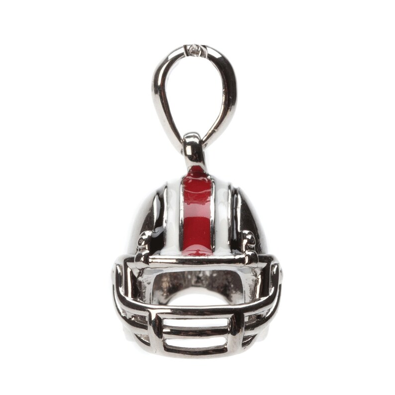 White and Black Football Helmet Charm Pendant Necklace OSU Red
